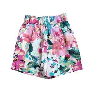 H&M Womens Size XS High Rise 100% Cotton Pull On Elastic Waist Tropical Shorts